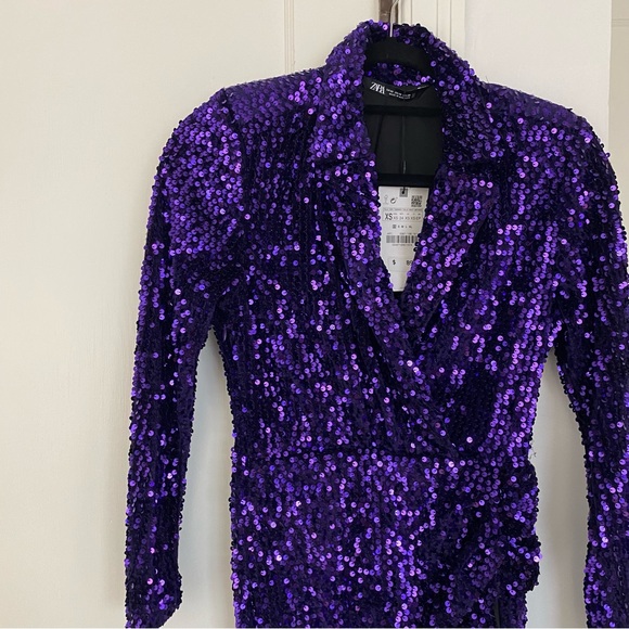 Zara Purple Sequin Blazer Dress - Picture 11 of 16
